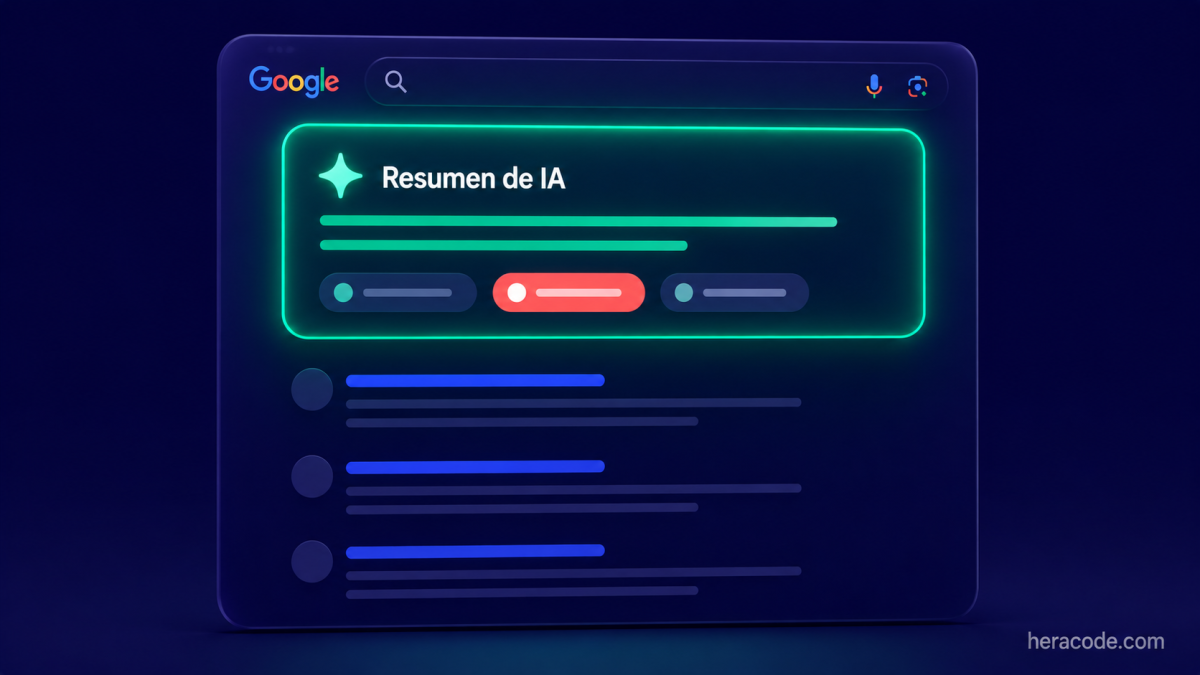 Infografía del estudio sobre los AI Overviews de Google: la caja de respuesta de la IA aparece arriba de los resultados y cita varias fuentes