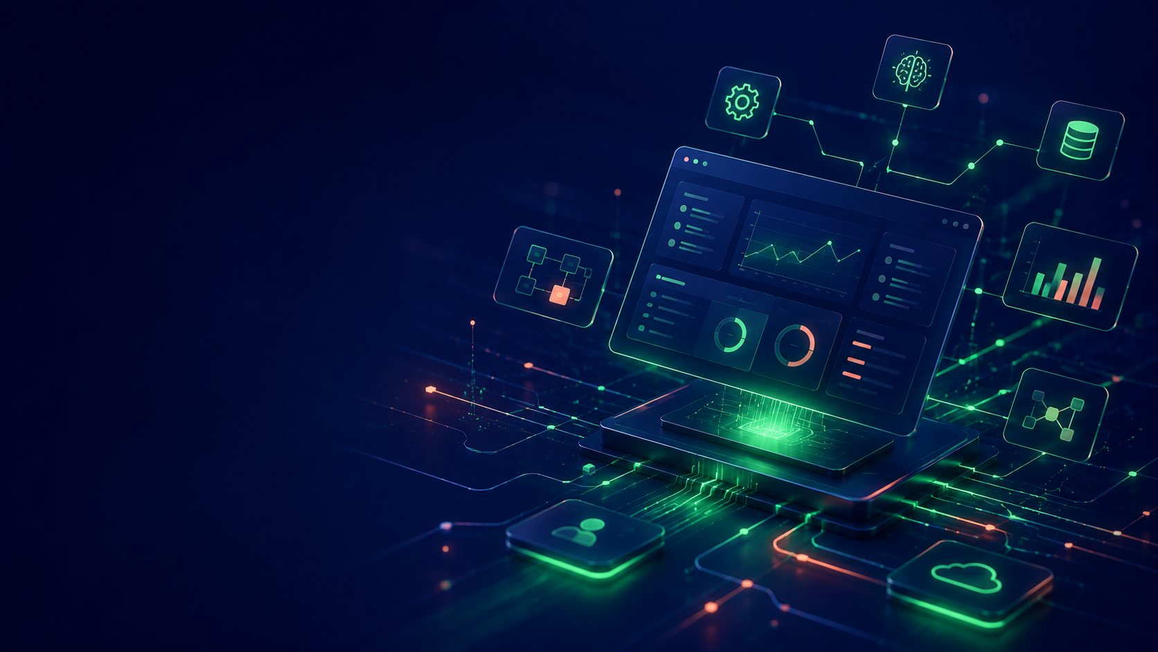 Interfaz de aplicación web a medida con trazos de circuito e IA integrada, desarrollo web de Heracode