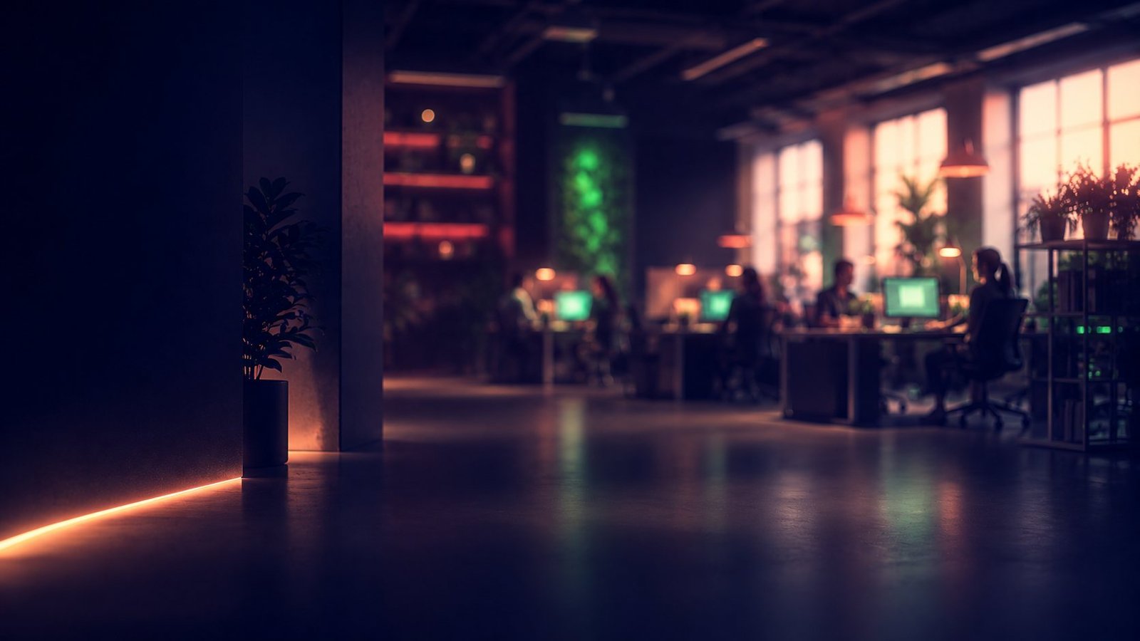 Oficina moderna con luz natural y ambiente de equipo, la empresa de SEO Heracode