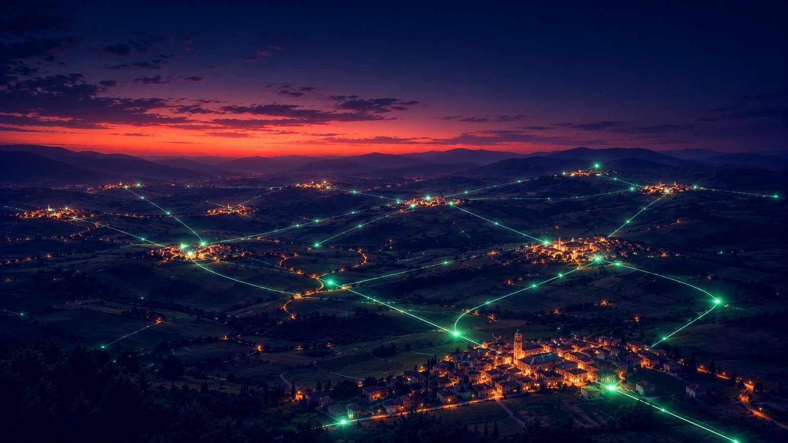 Comarca del Maresme, con Mataró y los pueblos de la costa enlazados por una red luminosa: SEO en el Maresme de Heracode