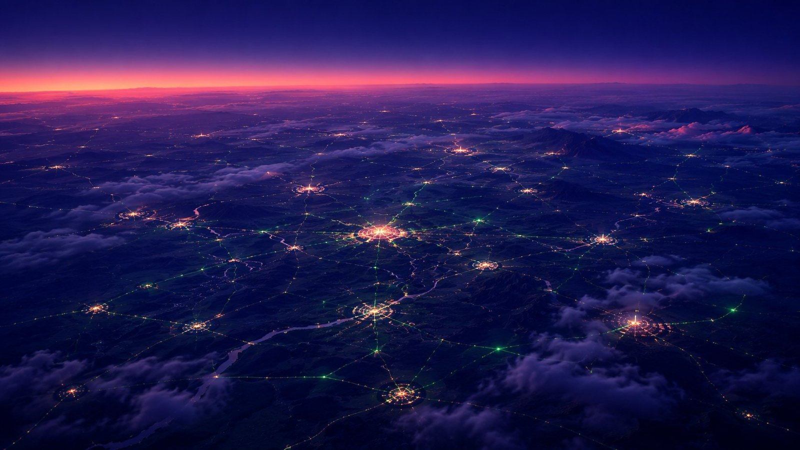 Provincia de Barcelona con sus ciudades y comarcas enlazadas por una red luminosa: agencia SEO en la provincia de Barcelona de Heracode