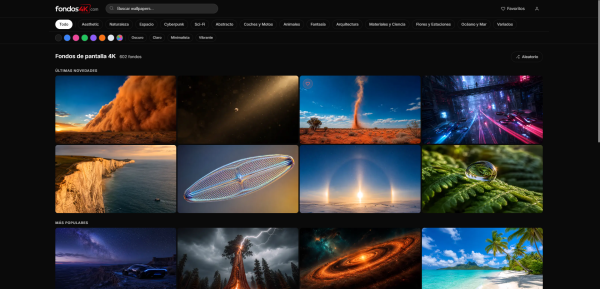 Captura de la web de Fondos4K, fondos de pantalla 4K y wallpapers HD